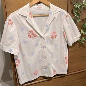 Hand Made Button Up Navy Yard Shirt with Anchor Buttons